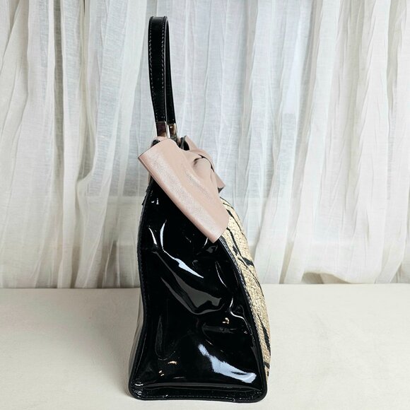 Valentino Garavani Bow Top Handle Bag • Rare Snakeskin Jacquard • Italy - Picture 7 of 16